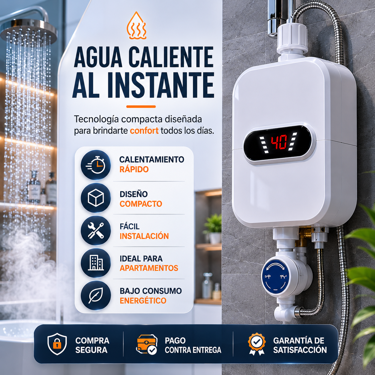 CALENTADOR DE AGUA AL INSTANTE🚿 | 🔥50% DE DESCUENTO🔥