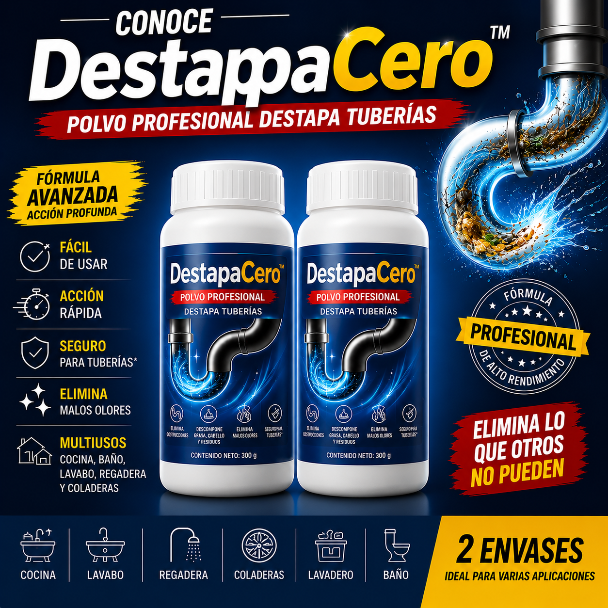 🔥PROMOCIÓN 2 X 1 DESTAPACERO🔥 | Polvo Para Destapar Drenaje